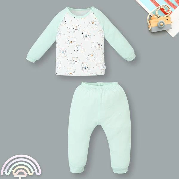 Bộ tay dài unisex BabyMommy visco xanh mint